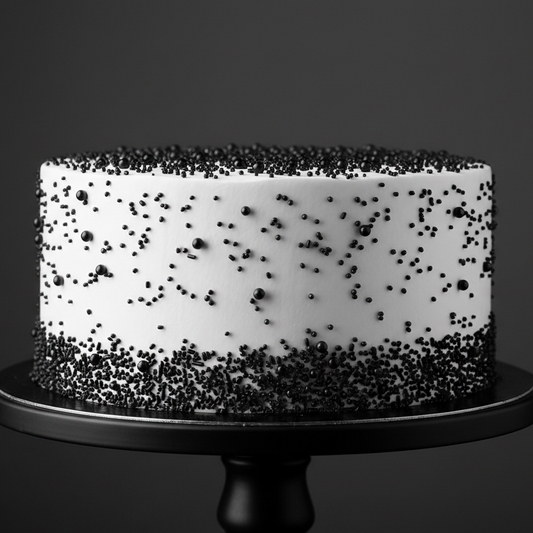 Torta con grageas negras