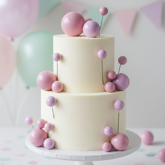 Torta con mini globos rosados