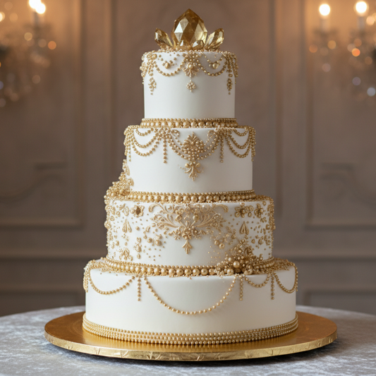 Torta con perlas doradas