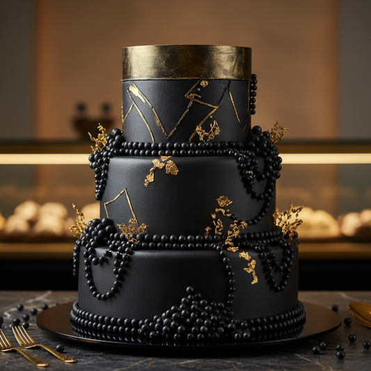 Torta con perlas negras