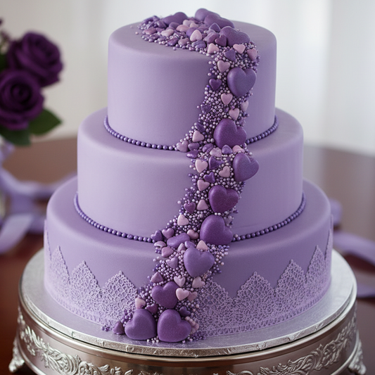 Torta morada con corazones
