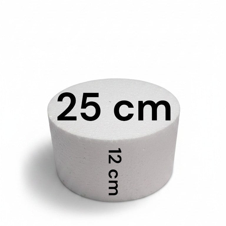 Base cilíndrica de icopor Vallia Repostería de 25 cm de diámetro y 12 cm de altura para pasteles falsos y manualidades