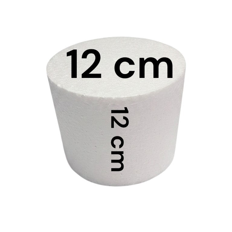Base cilíndrica de icopor blanca de 12 cm de altura y 12 cm de diámetro para repostería de Vallia Repostería