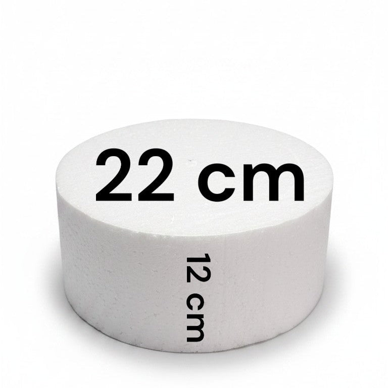 Base cilíndrica de icopor blanca de 22 cm de diámetro y 12 cm de altura para repostería de Vallia Repostería