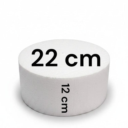 Base cilíndrica de icopor blanca de 22 cm de diámetro y 12 cm de altura para repostería de Vallia Repostería