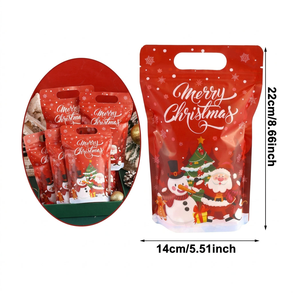 Bolsas navideñas Vallia Repostería rojas de plástico con diseño de Papá Noel y muñeco de nieve para dulces y regalos