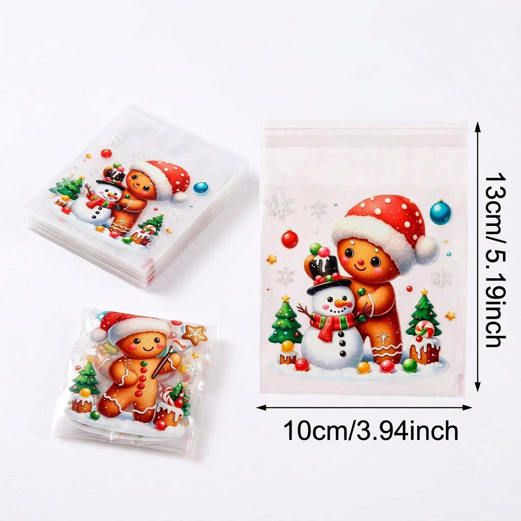 Bolsas transparentes Vallia Repostería con motivos navideños de galleta de jengibre y muñeco de nieve para dulces