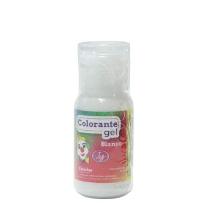 Frasco de colorante en gel blanco Colorisa de 13 g para repostería, disponible en Vallia Repostería
