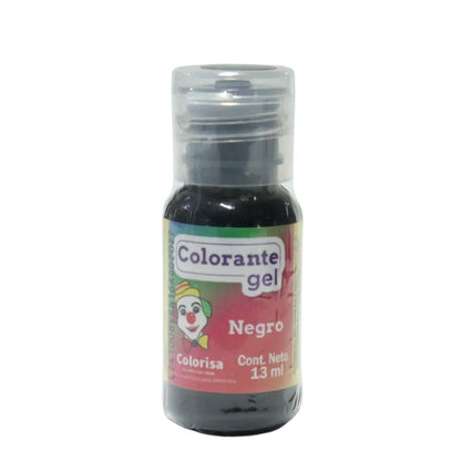 Frasco de colorante en gel negro Colorisa de 13 g para repostería de Vallia Repostería con tapa dosificadora