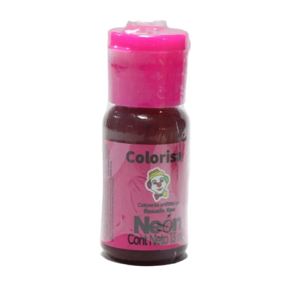 Frasco de colorante en gel neón rosado Colorisa de 13 gr para repostería, marca Vallia Repostería