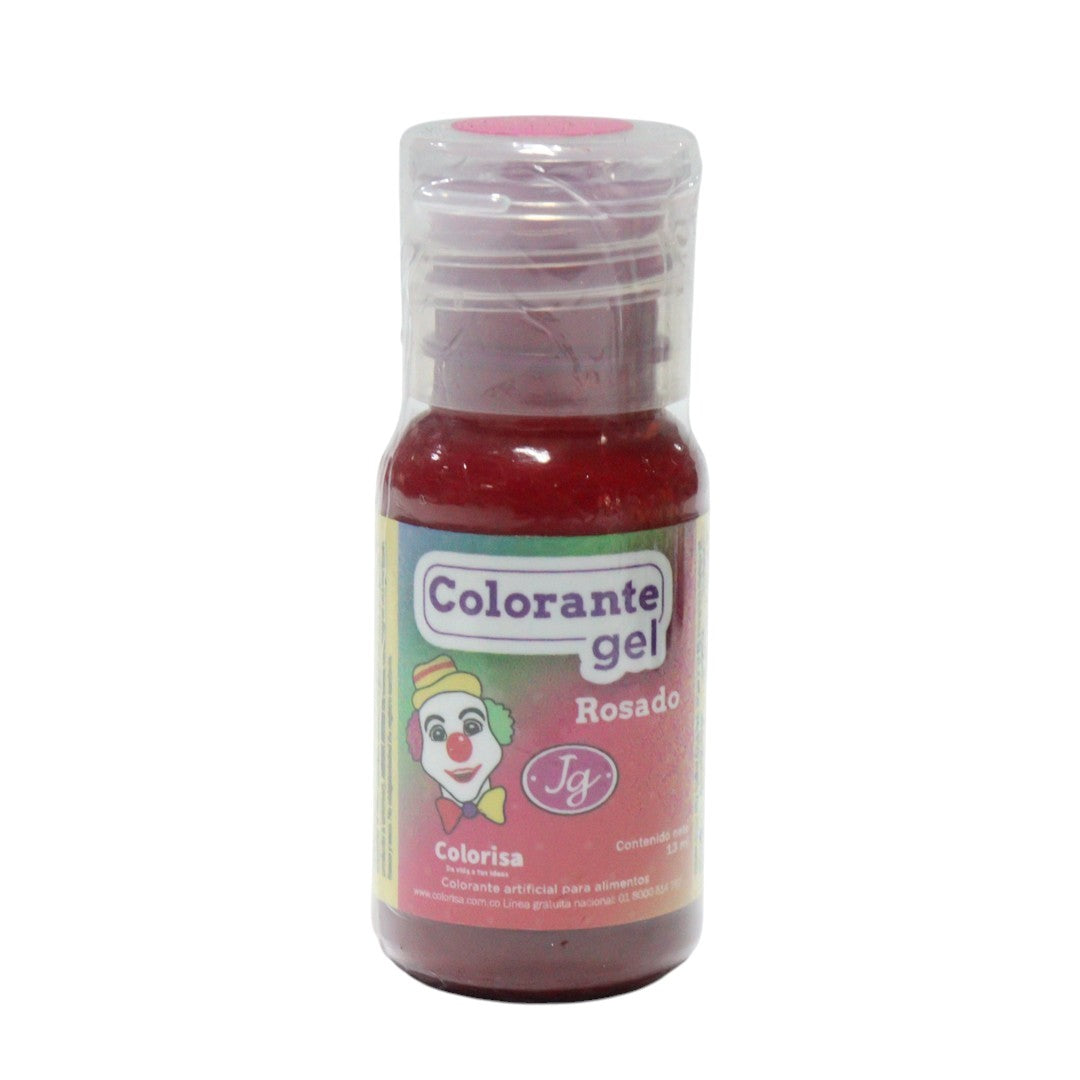 Colorante en gel rosado Colorisa de 13 g para repostería, disponible en Vallia Repostería