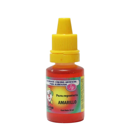 Colorante líquido hidrosoluble amarillo Colorisa de Vallia Repostería en frasco gotero de 7 ml para repostería