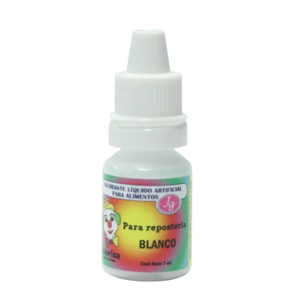 Colorante líquido blanco Colorisa de 7 ml en frasco gotero para repostería de Vallia Repostería
