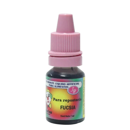 Frasco de 7 ml de colorante líquido hidrosoluble fucsia Colorisa de Vallia Repostería con tapa dosificadora