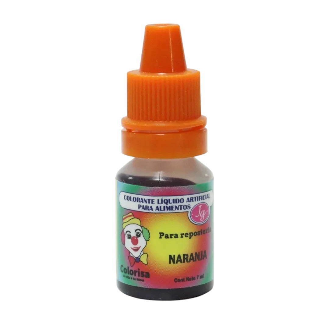 Colorante líquido hidrosoluble naranja Colorisa de 7 ml para repostería de Vallia Repostería en frasco gotero