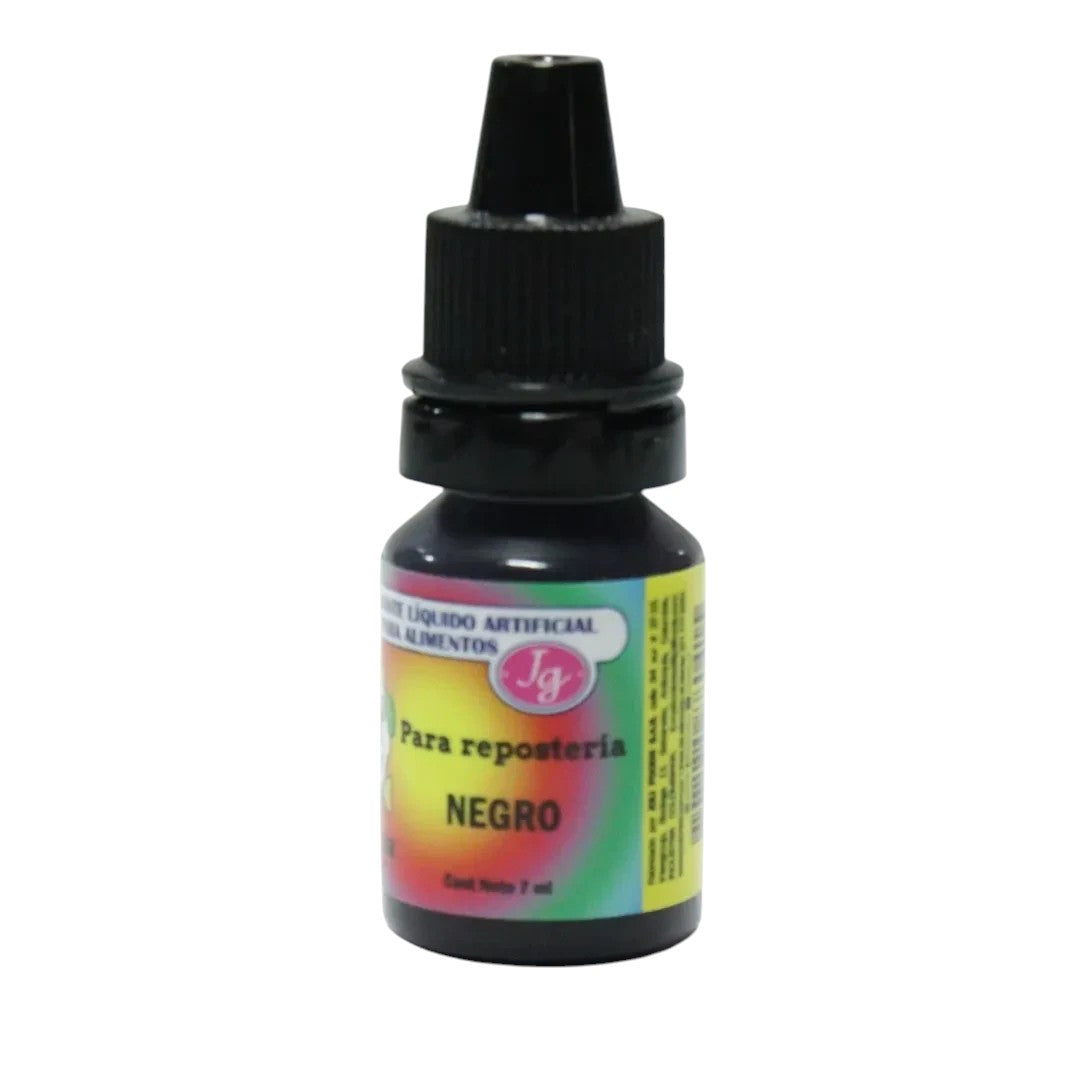Colorante líquido negro hidrosoluble Vallia Repostería en frasco gotero de 7 ml para repostería