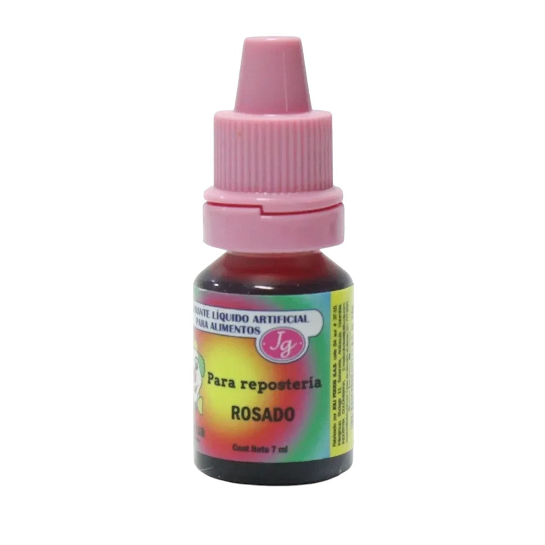 Colorante líquido hidrosoluble rosado Colorisa de 7 ml con tapa dosificadora de Vallia Repostería