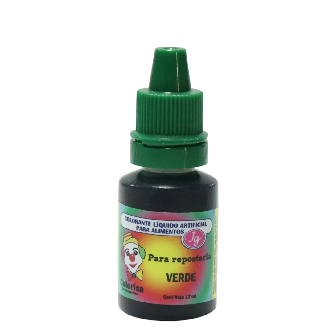 Colorante líquido hidrosoluble verde Colorisa de Vallia Repostería en frasco gotero de 7 ml para repostería