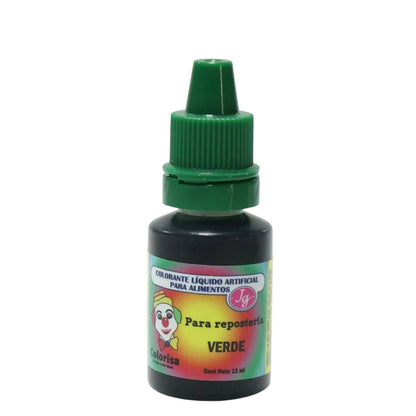 Colorante líquido hidrosoluble verde Colorisa de Vallia Repostería en frasco gotero de 7 ml para repostería