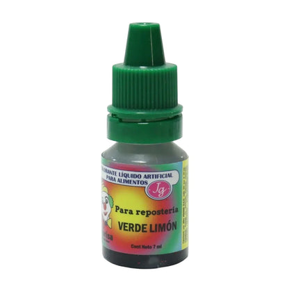 Colorante líquido hidrosoluble Vallia Repostería Colorisa verde limón en frasco gotero de 7 ml para repostería