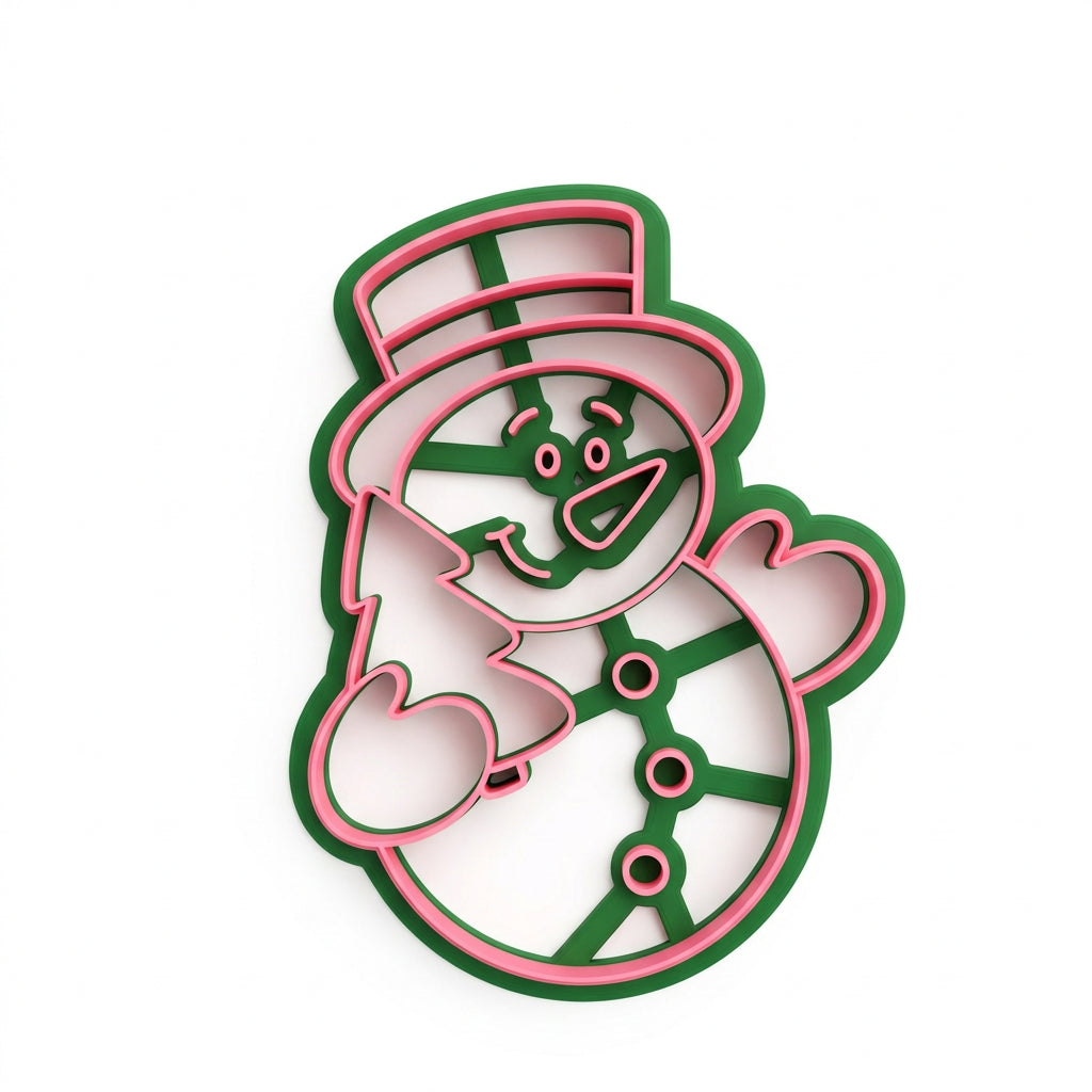 Cortador de galletas Vallia Repostería con forma de muñeco de nieve navideño en color blanco y verde