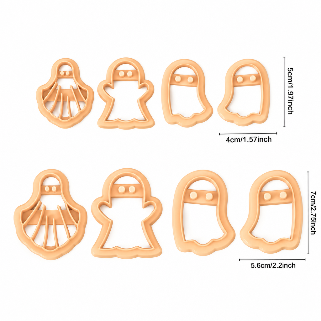 Set de cortadores de galletas Vallia Repostería con formas de fantasmas en plástico resistente para Halloween