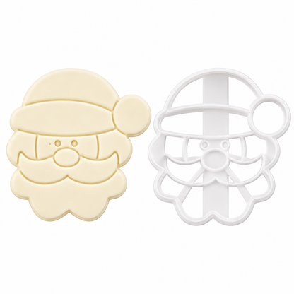 Set de 4 cortadores de galletas Vallia Repostería con forma de Santa Claus en plástico blanco para repostería navideña