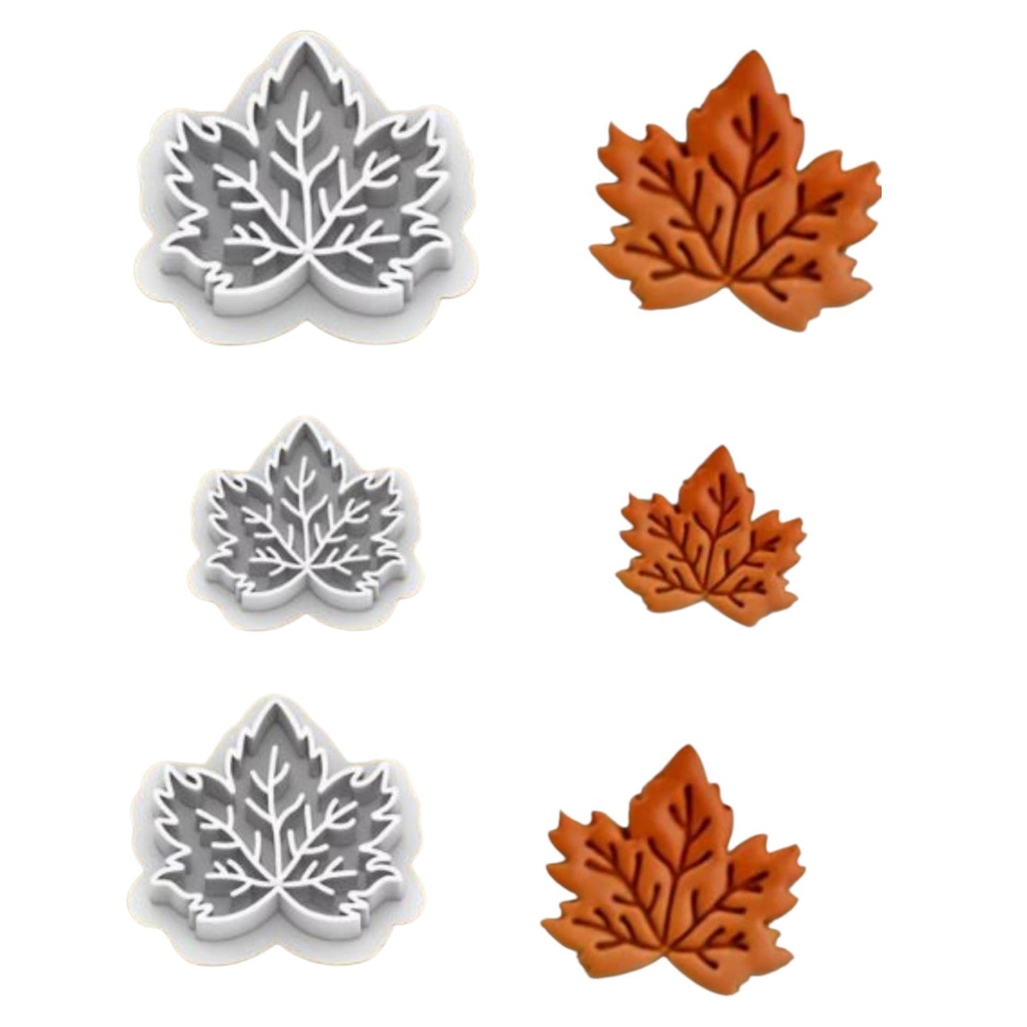 Set de 3 cortadores con sello Vallia Repostería de hojas de arce para galletas y fondant con detalle de nervaduras