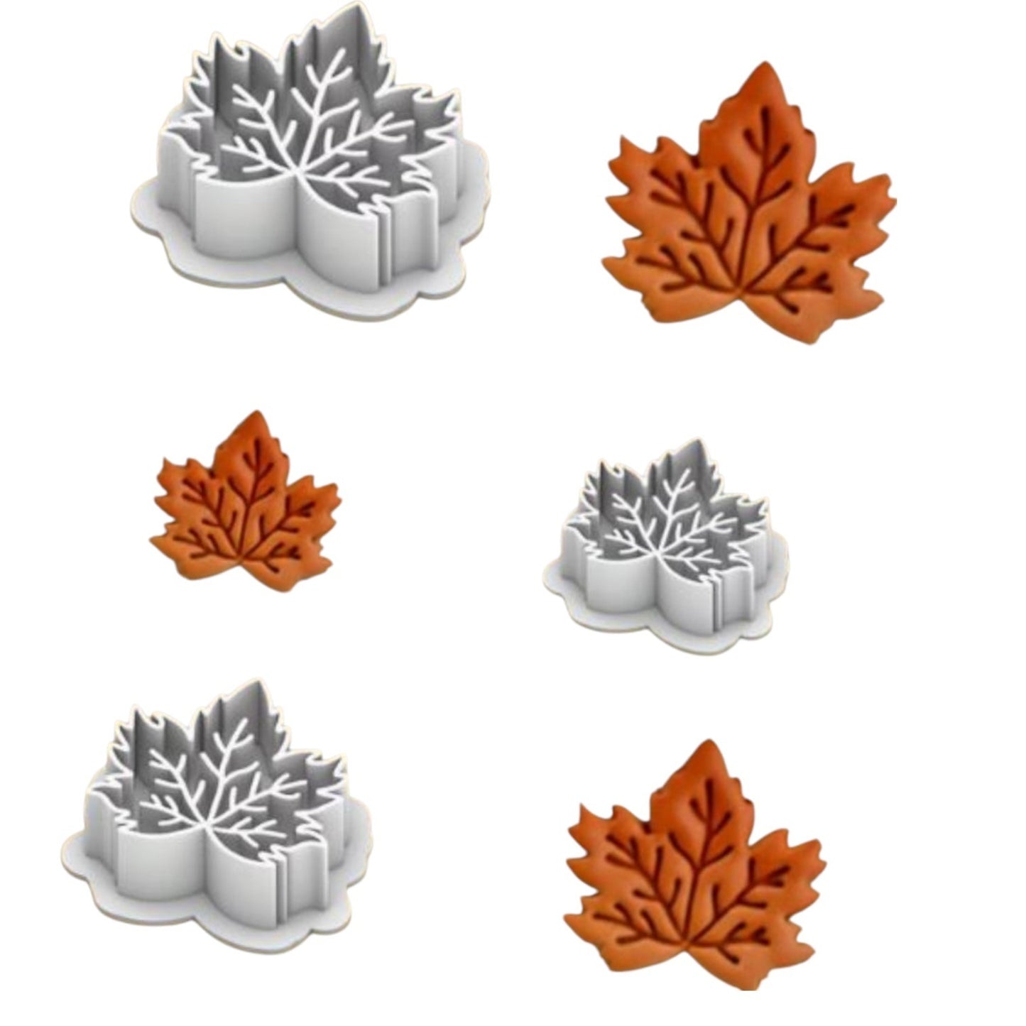 Set de 3 cortadores Vallia Repostería con sello de hoja de arce para galletas y fondant con detalle de nervaduras