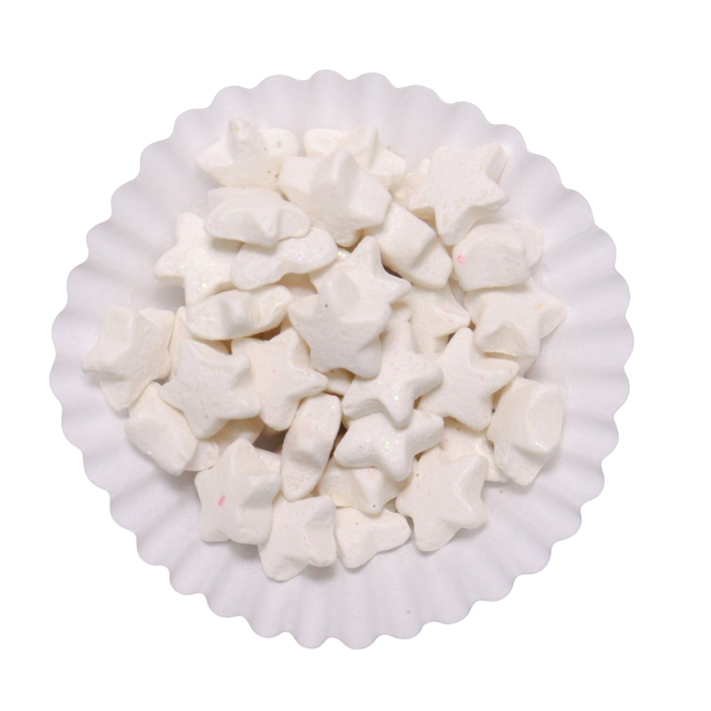 Grageas en forma de estrella de color blanco de Vallia Repostería para decorar postres y pasteles
