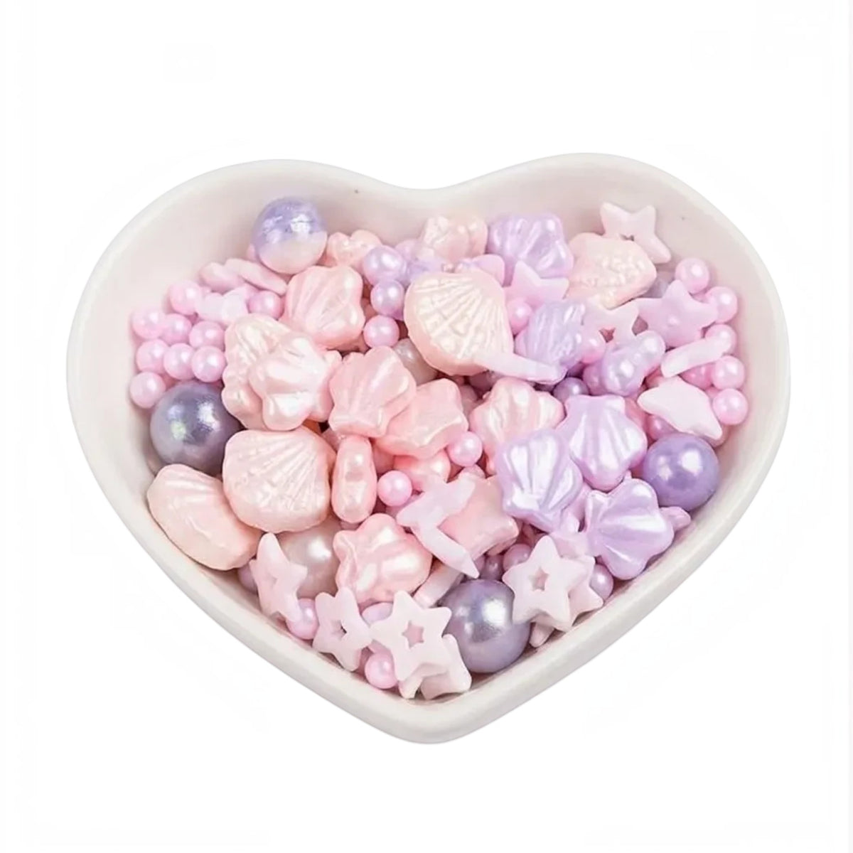 Kit de grageas Vallia Repostería con formas de conchas, estrellas y perlas en tonos pastel rosa y lila