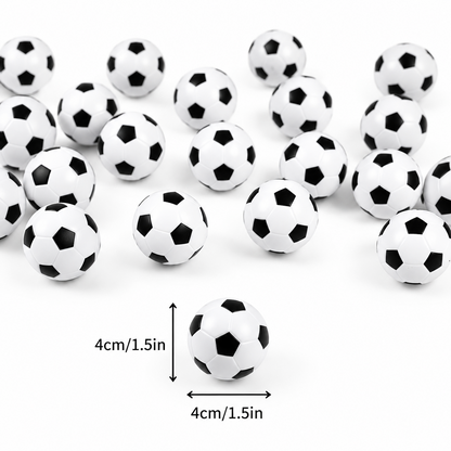 Set de 16 mini balones de fútbol Vallia Repostería de 4 cm en blanco y negro para decoración y repostería