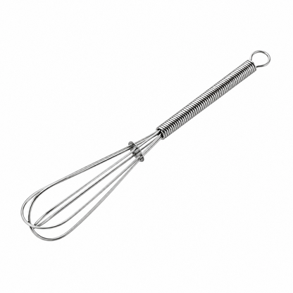 Mini batidor manual de acero inoxidable de Vallia Repostería, ideal para mezclas precisas en repostería y cocina.
