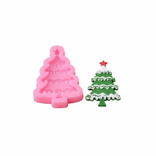Molde de silicona rosa Vallia Repostería para crear figuras de árbol de Navidad con estrella, ideal para repostería.
