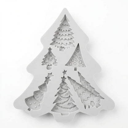 Molde de silicona Vallia Repostería con diseños de árboles de Navidad para fondant, chocolate o manualidades.