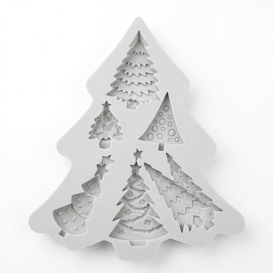 Molde de silicona Vallia Repostería con diseños de árboles de Navidad para fondant, chocolate o manualidades.