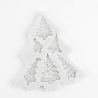 Molde de silicona Vallia Repostería con múltiples diseños de árboles de Navidad para fondant, chocolate o manualidades.