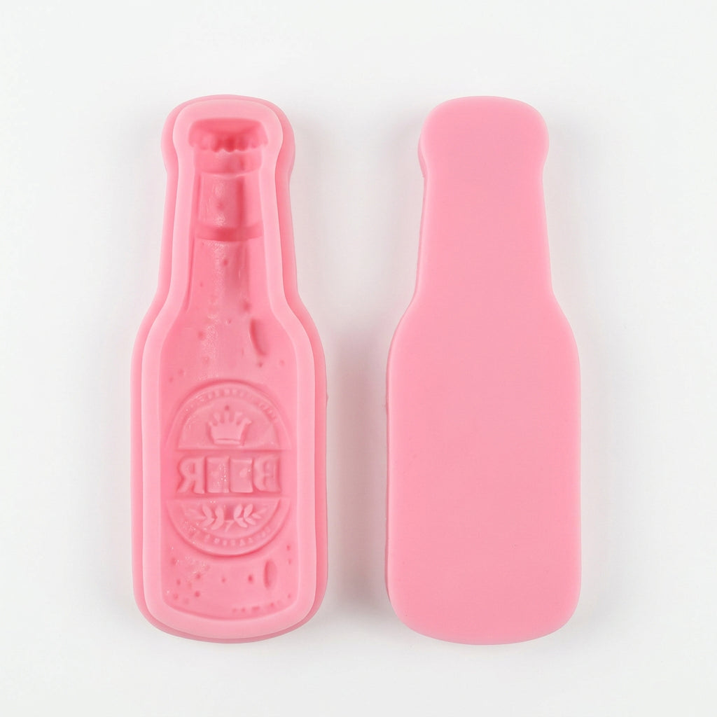 Molde de silicona rosa Vallia Repostería con forma de botella de cerveza para decorar cupcakes y repostería creativa