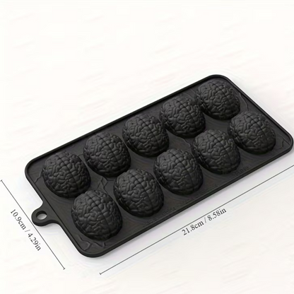 Molde de silicona Vallia Repostería negro con 10 cavidades detalladas en forma de cerebro para postres y manualidades