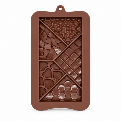 Molde de silicona Vallia Repostería para chocolate con texturas geométricas de panales y corazones en cocina
