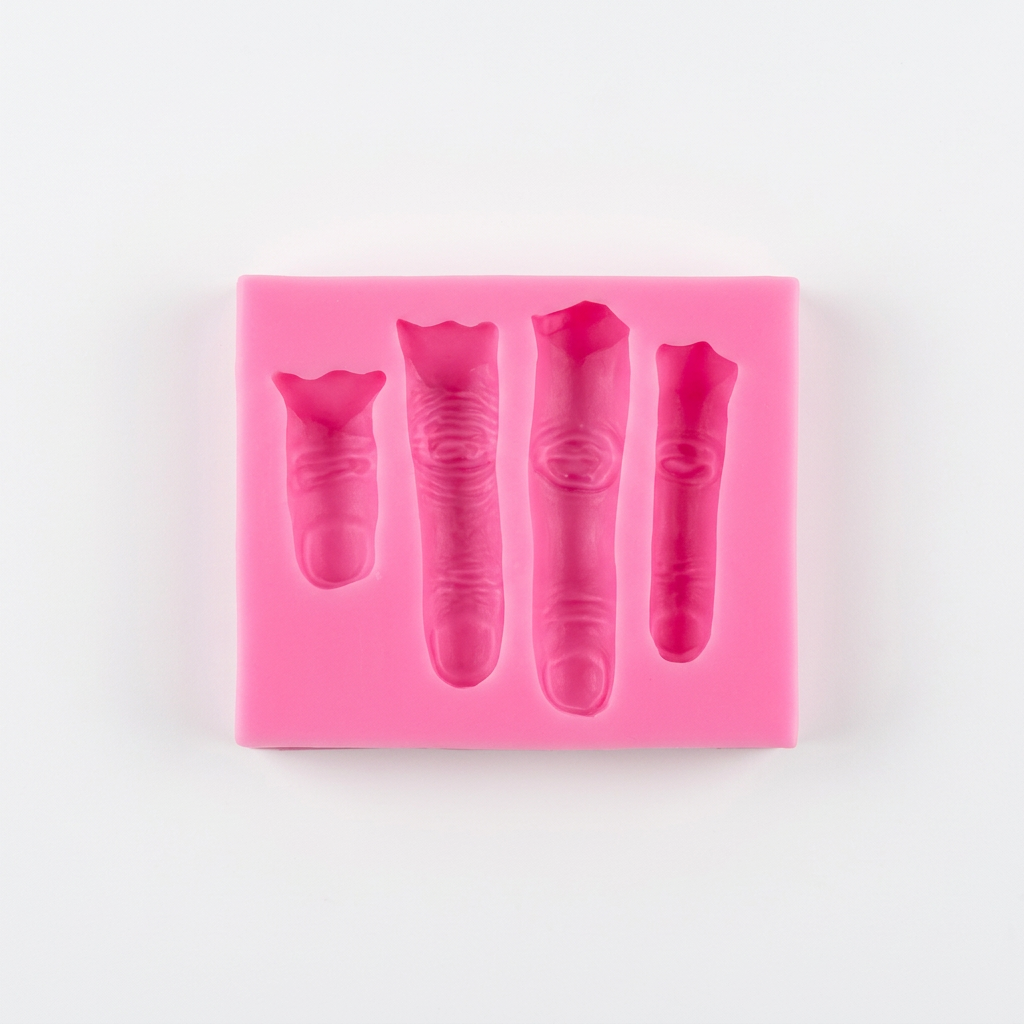 Molde de silicona rosa Vallia Repostería con cavidades detalladas en forma de dedos para repostería y manualidades