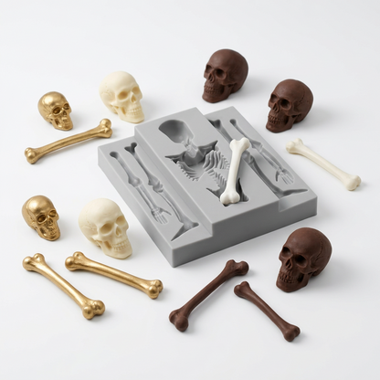 Molde de silicona gris Vallia Repostería para repostería con forma de esqueleto humano detallado para chocolate