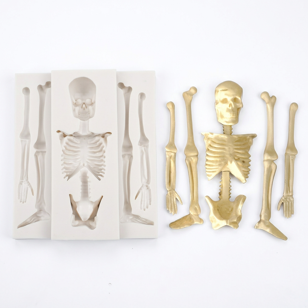 Molde de silicona Vallia Repostería para figuras de esqueleto humano detalladas, ideal para chocolate o fondant