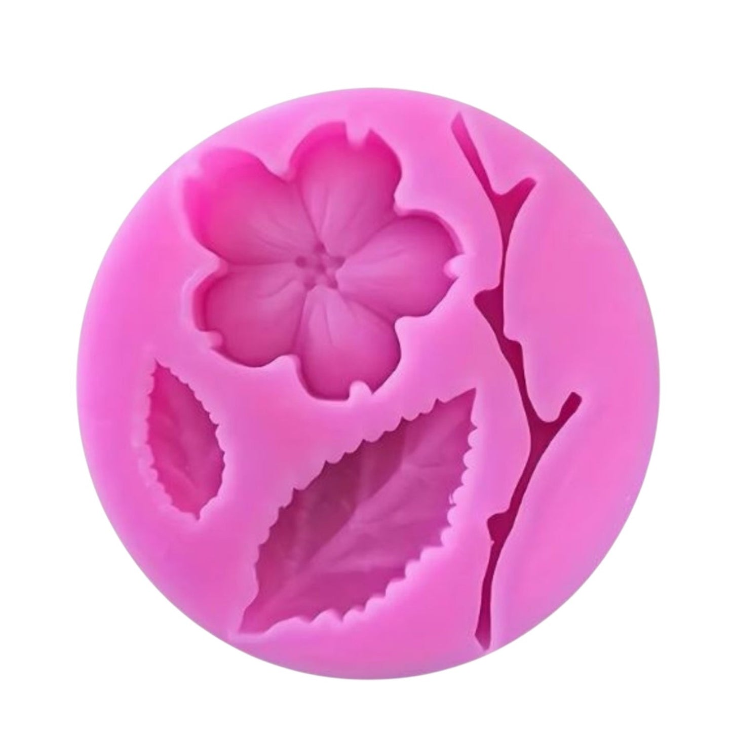 Molde de silicona rosa Vallia Repostería con diseño de flor de cerezo, rama y hojas para fondant y repostería