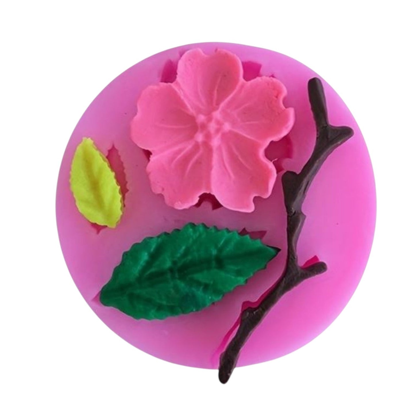 Molde de silicona Vallia Repostería con diseño de flor de cerezo, rama y hojas para fondant y chocolate