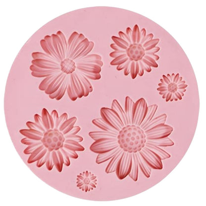 Molde de silicona rosa Vallia Repostería con diseño de flores tipo margarita para fondant y manualidades