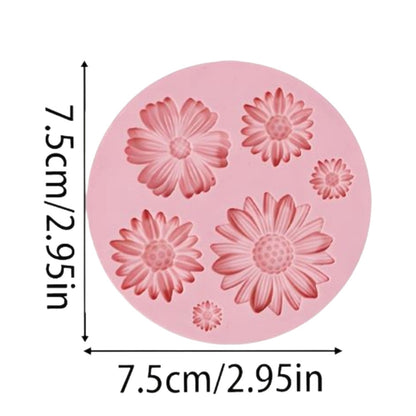 Molde de silicona rosa Vallia Repostería con diseño de flores tipo margarita para fondant y manualidades de 7.5 cm