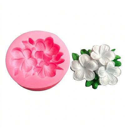 Molde de silicona rosa Vallia Repostería para repostería con diseño de flores y figura de flores blancas con hojas