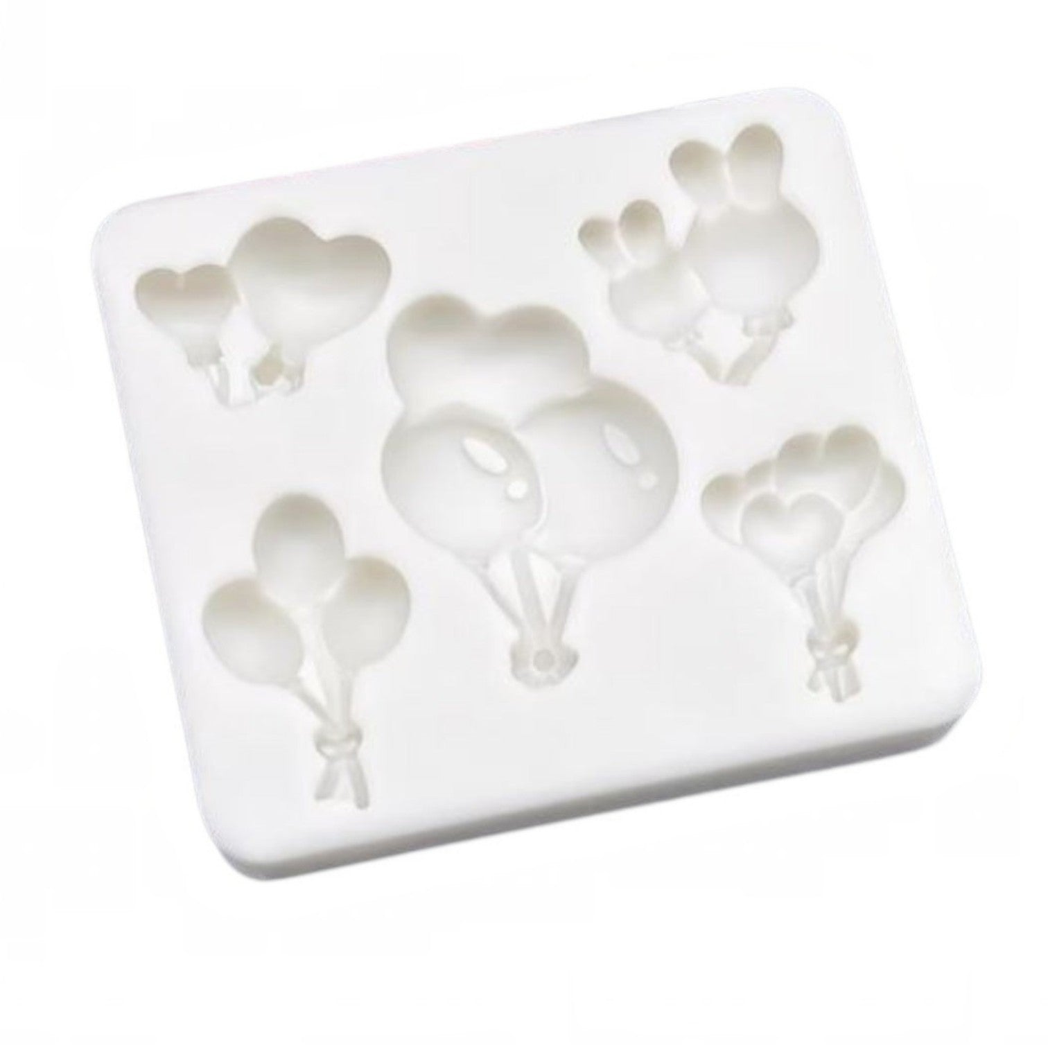 Molde de silicona Vallia Repostería con diseños de globos, corazones y conejitos para repostería y manualidades.