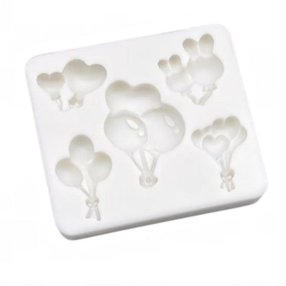 Molde de silicona Vallia Repostería con diseños de globos, corazones y conejitos para repostería y manualidades.